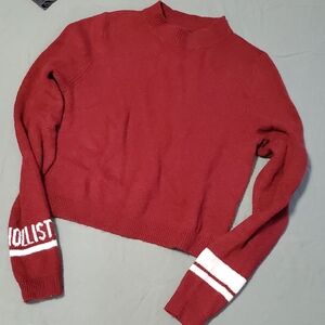 Hollister Women's Burgundy Mock Turtleneck Sweater.